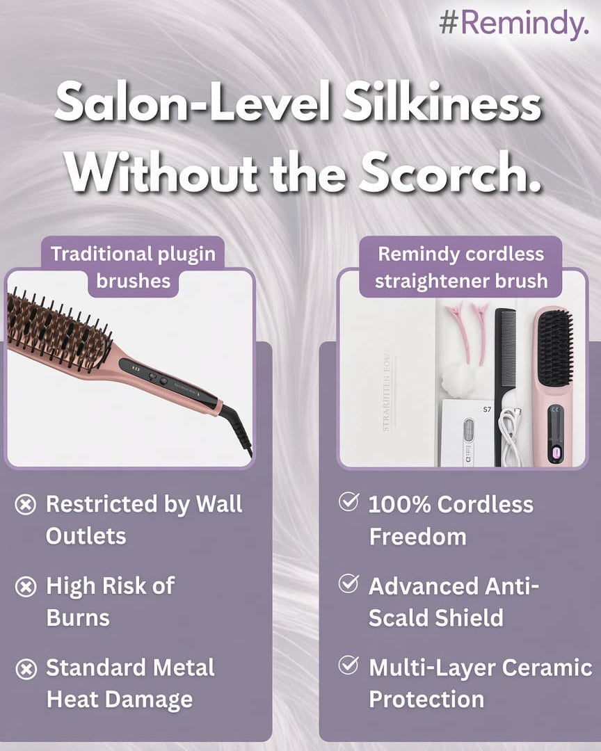 Remindy.™  Hair Straightner Brush PRO